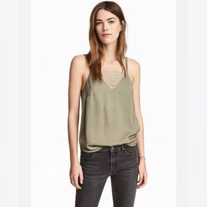 Camisole with lace front.